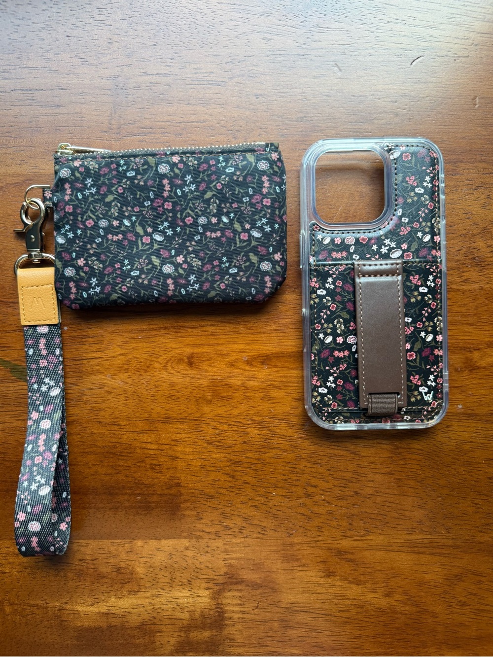 Twilight Blossom Walli Case for iPhone 16 Pro w/ matching zipper pouch & lanyard